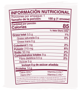Información Nutricional mora