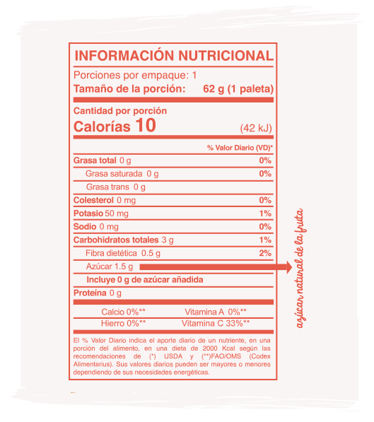 Información Nutricional barra de fresa
