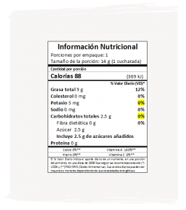 Información Nutricional Mantequilla Miel