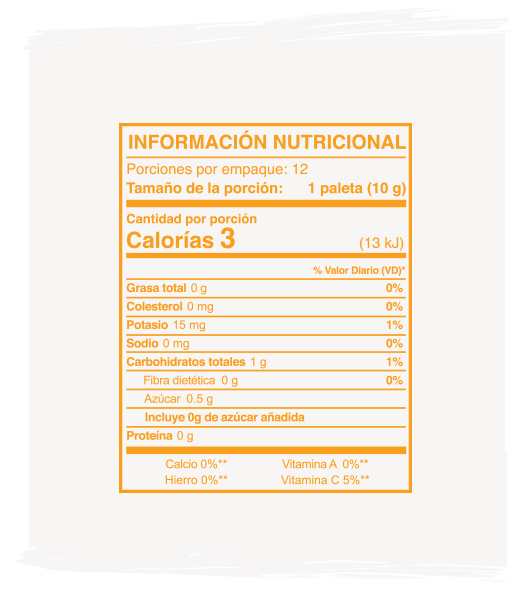 Información Nutricional Mini naranja