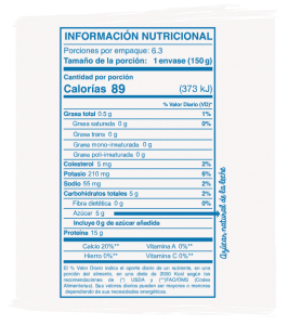 Información Nutricional Yogurt Griego Natural 950