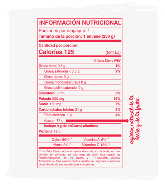 Información Nutricional líquido cereza