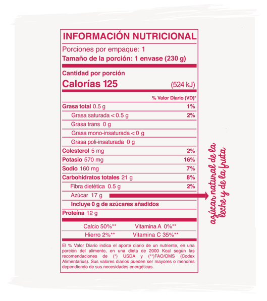 Información Nutricional líquido fresa
